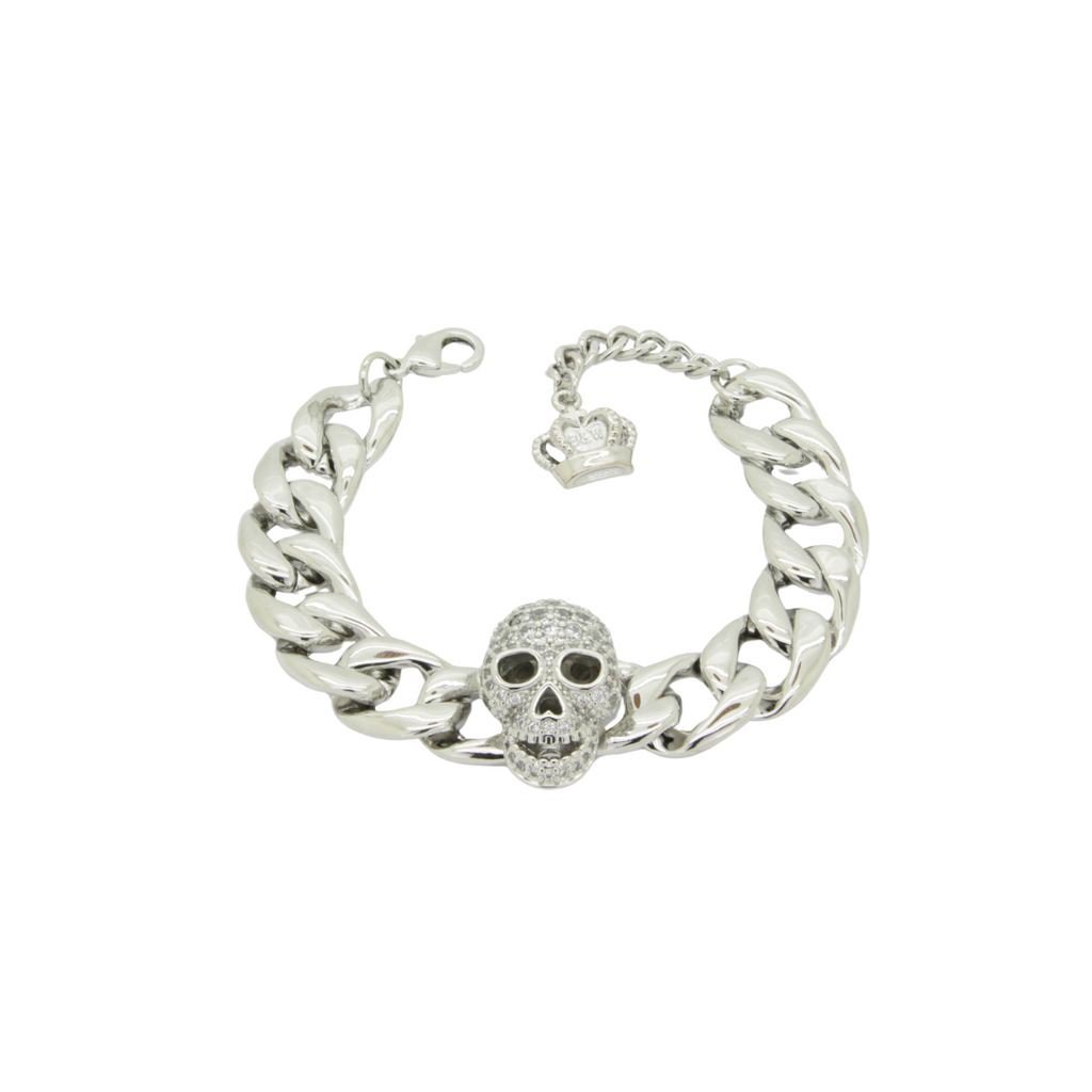 Mens silver skull hot sale bracelet uk