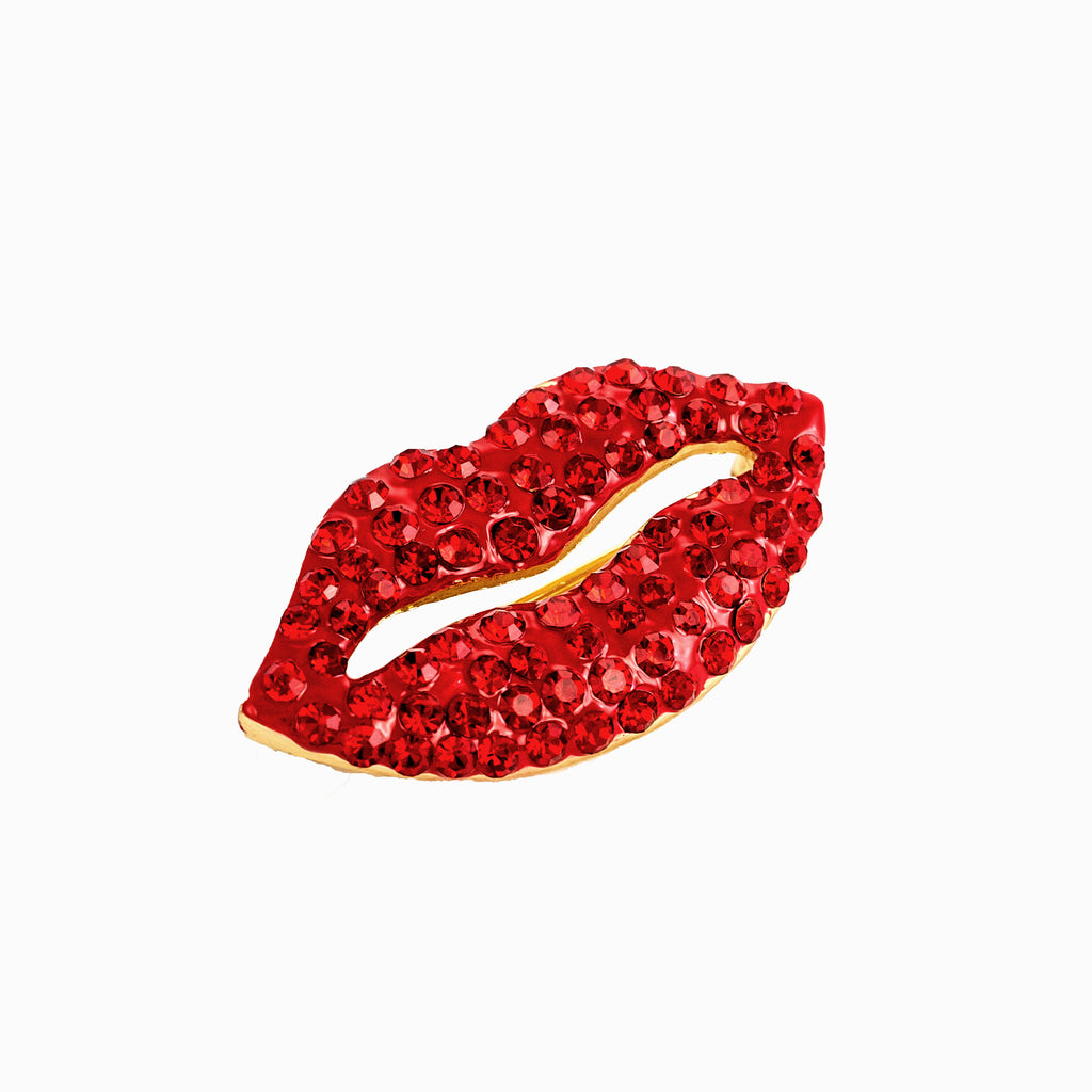 Red lips deals brooch