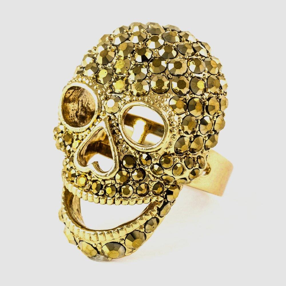 Large skull ring in AB swarovski crystal sale