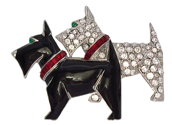 Twin Scottie Dog Brooch