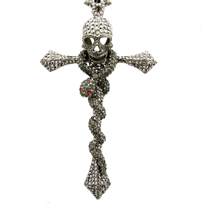 Cross and Skull Cord Necklace