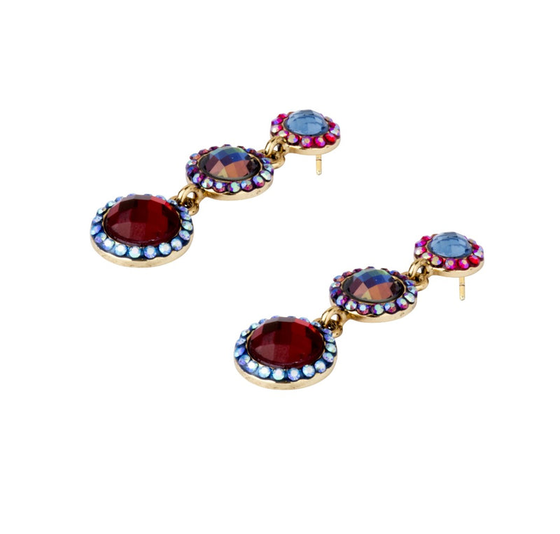 Triple Disc Drop Earrings