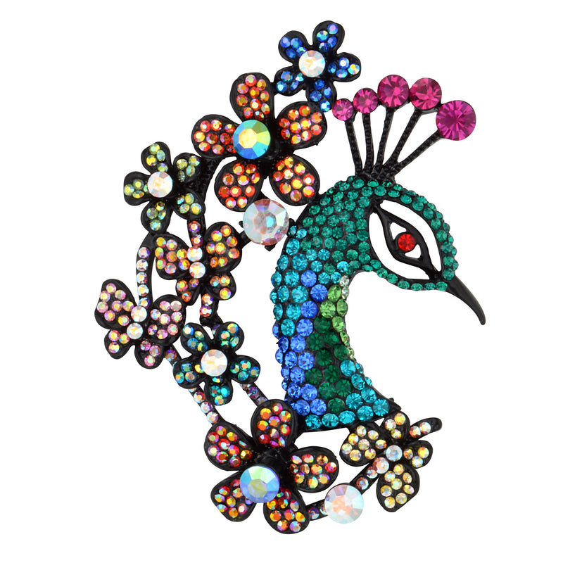 Floral Peacock Brooch