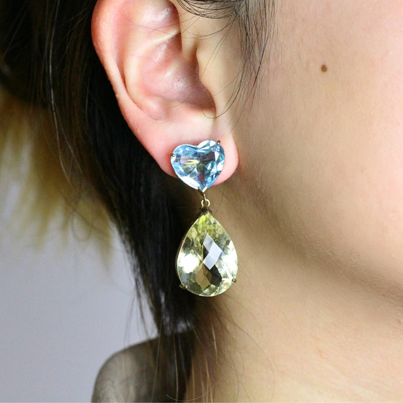 Topaz and Quartz Teardrop Earrings