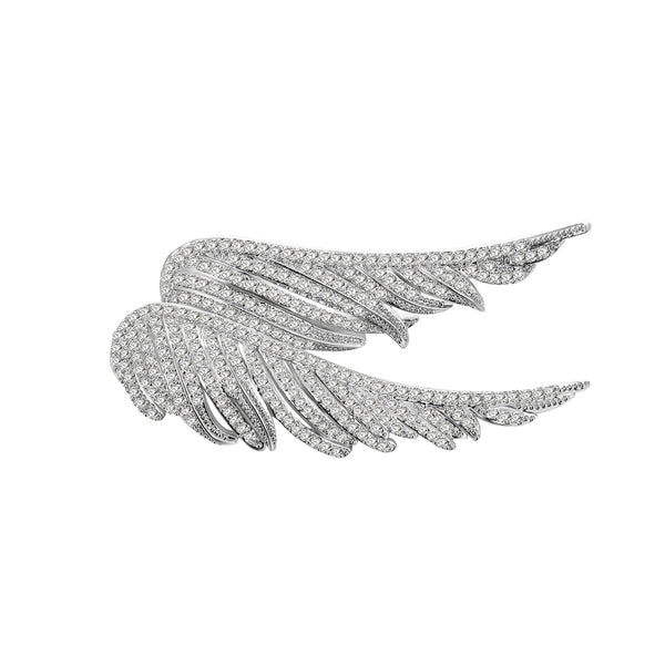 Double Crystal Wings Brooch