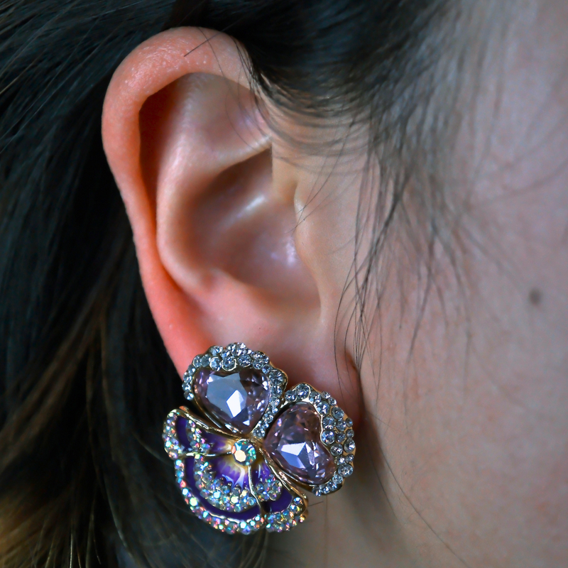 Crystal Pansy Stud Earrings