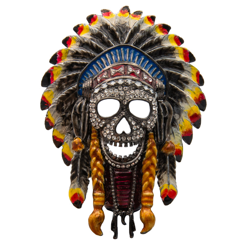 Native American Crystal Skull Brooch