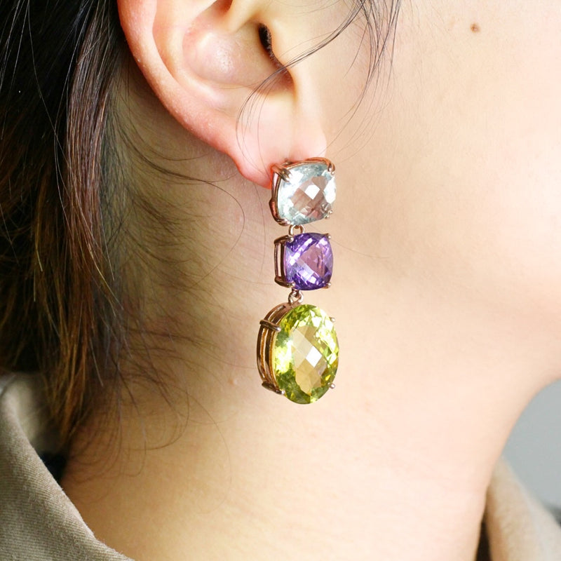 Amethyst and Quartz Earrings