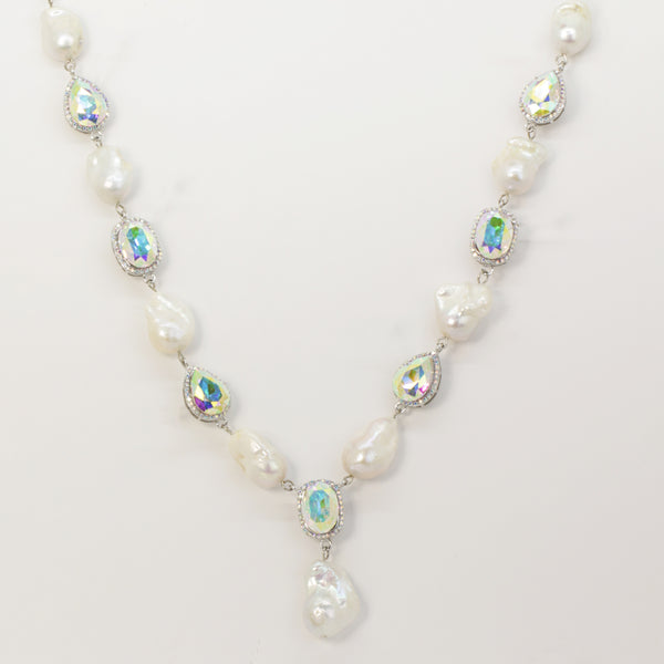 Crystal and Baroque Pearl Necklace