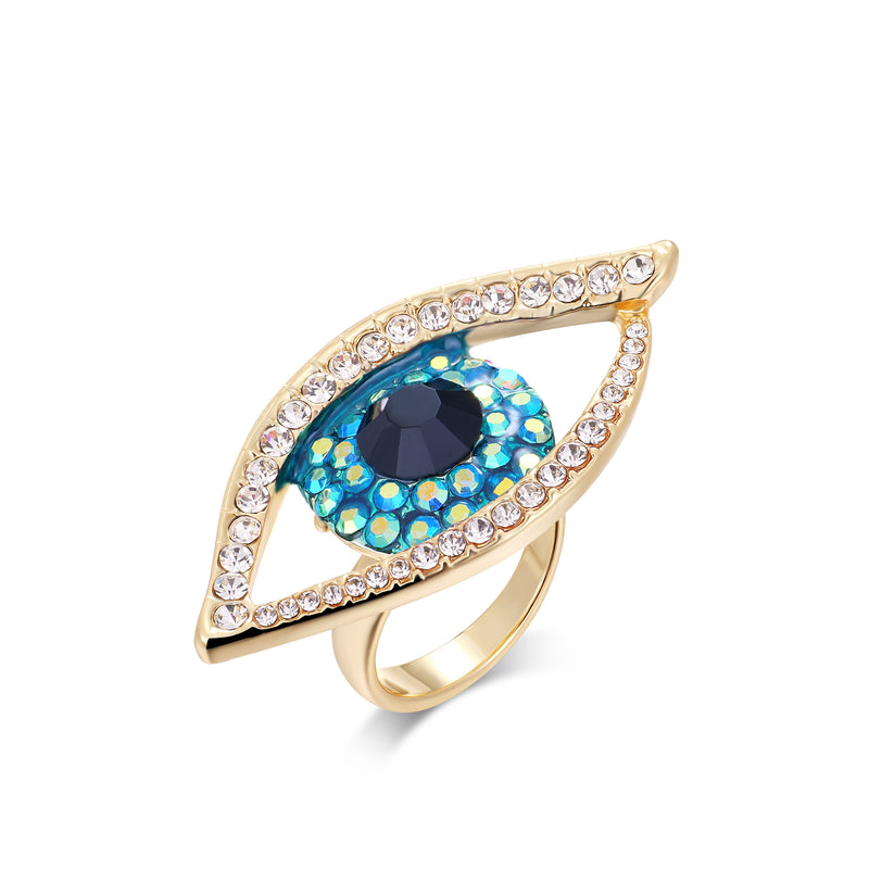 Medium Crystal Eye Ring