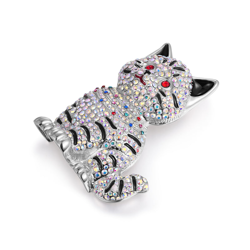 Cute Crystal Cat Brooch