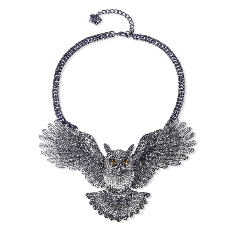 Large Crystal Owl Necklace