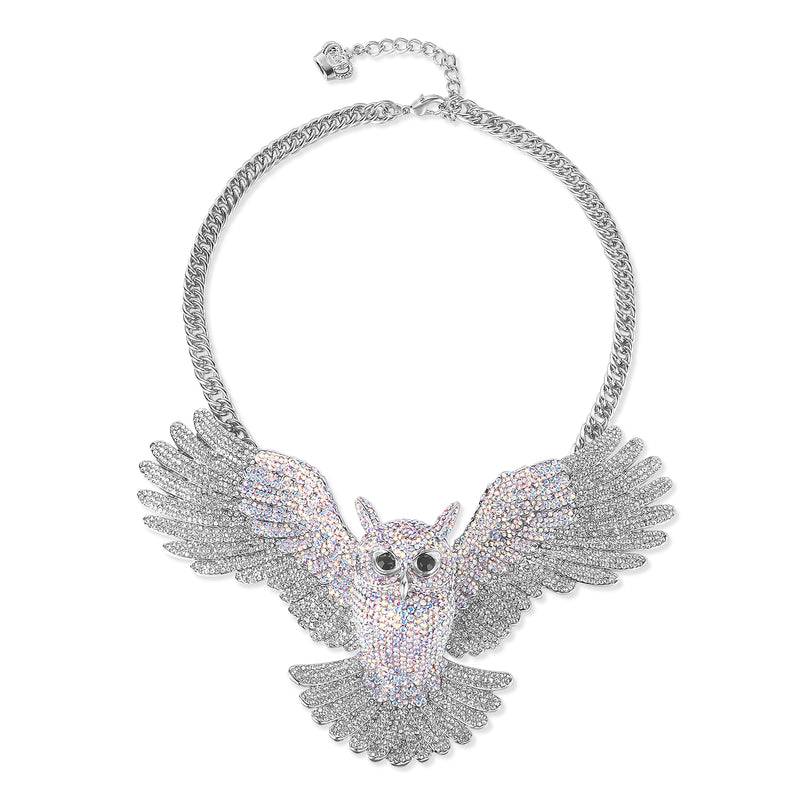 Large Crystal Owl Necklace