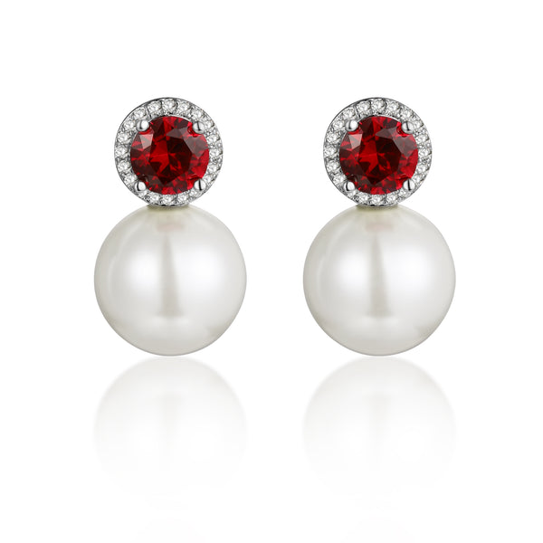 Round Crystal and Pearl Earrings
