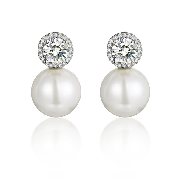 Round Crystal and Pearl Earrings