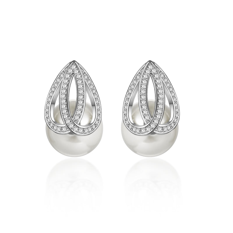 Crystal Twist and Pearl Earrings