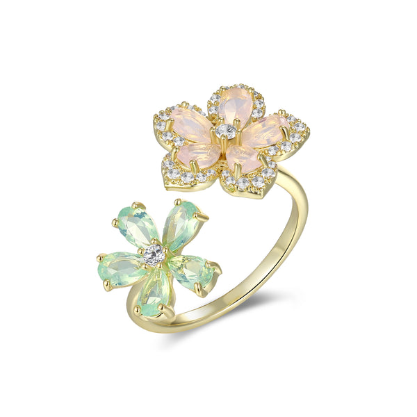 Adjustable Double Flower Ring
