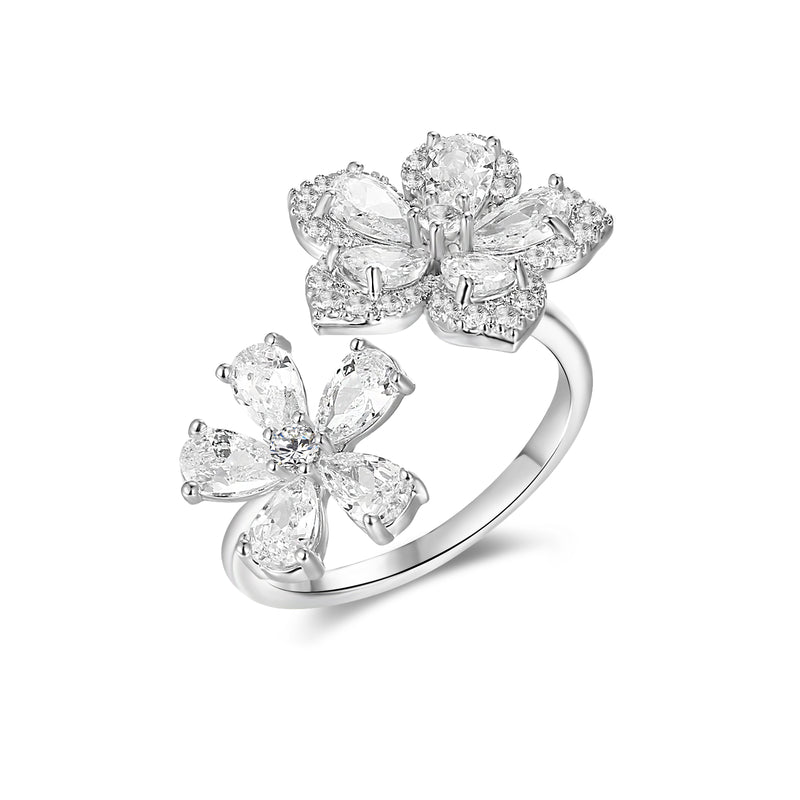 Adjustable Double Flower Ring