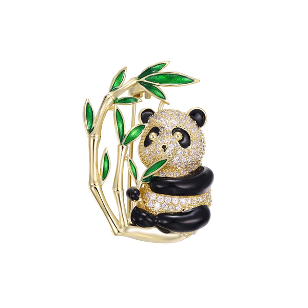 Panda and Bamboo Brooch