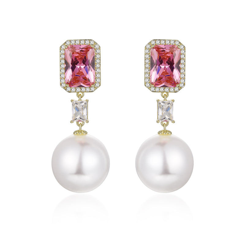 Large Crystal and Pearl Earrings