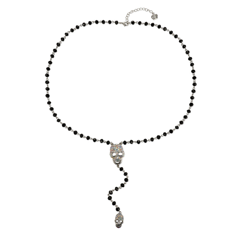 Double Skull Rosary Necklace