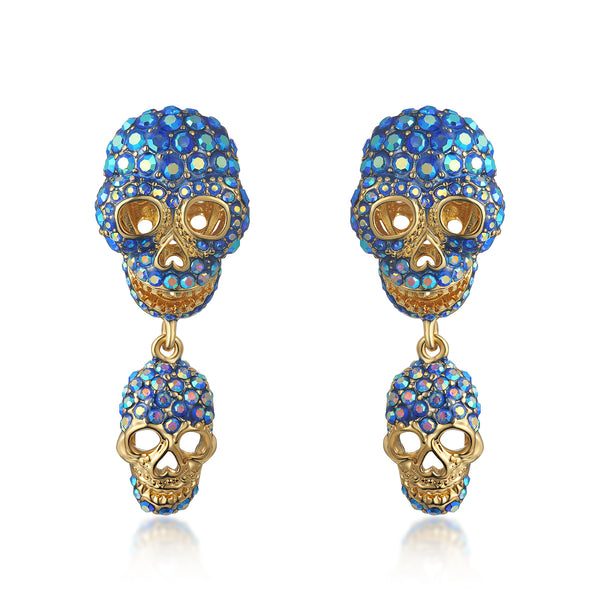 Double Crystal Skull Earrings