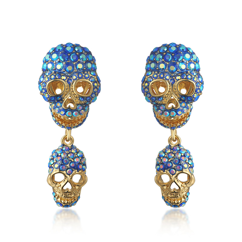 Double Crystal Skull Earrings