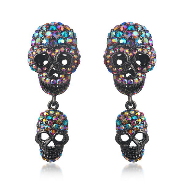 Double Crystal Skull Earrings