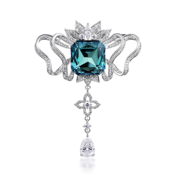 Elaborate Crystal Drop Brooch