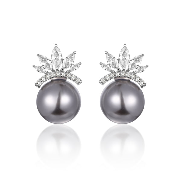 Crystal Topped Pearl Earrings