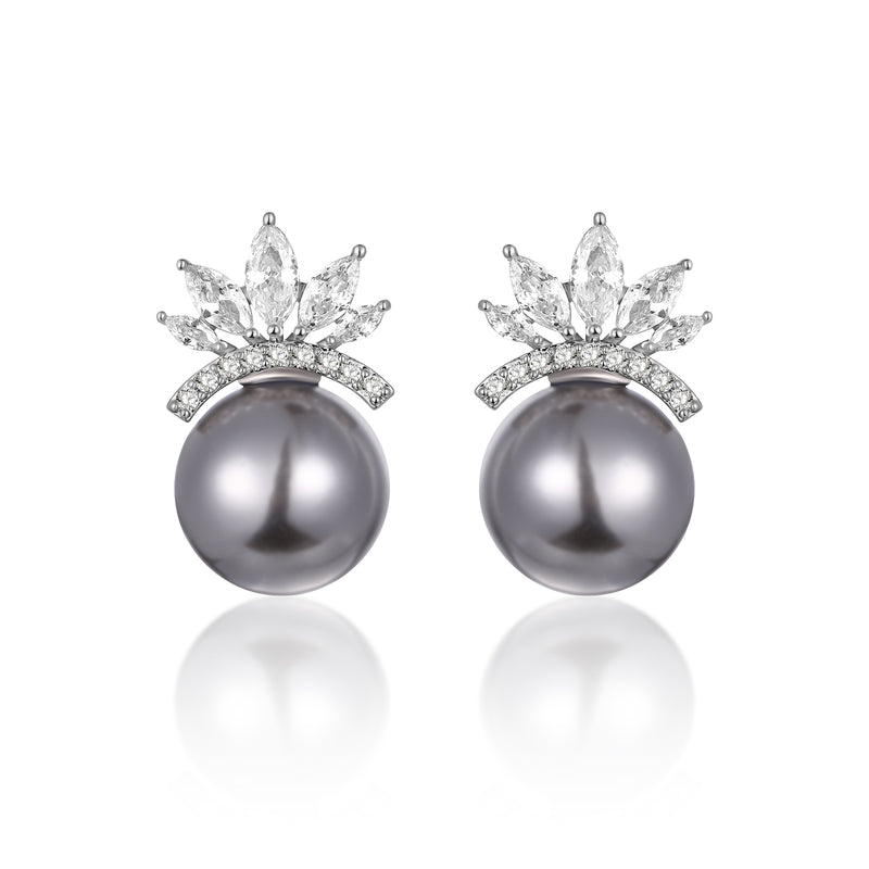 Crystal Topped Pearl Earrings