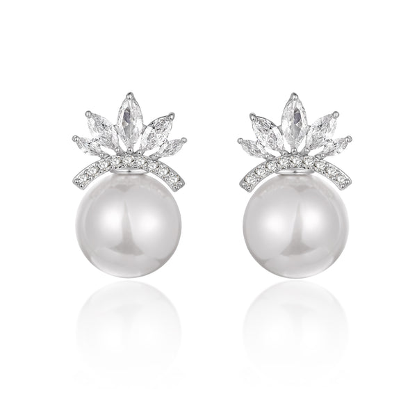 Crystal Topped Pearl Earrings