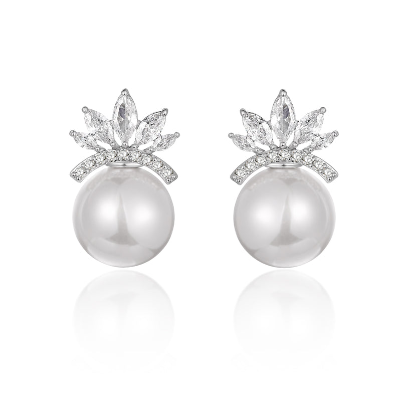 Crystal Topped Pearl Earrings