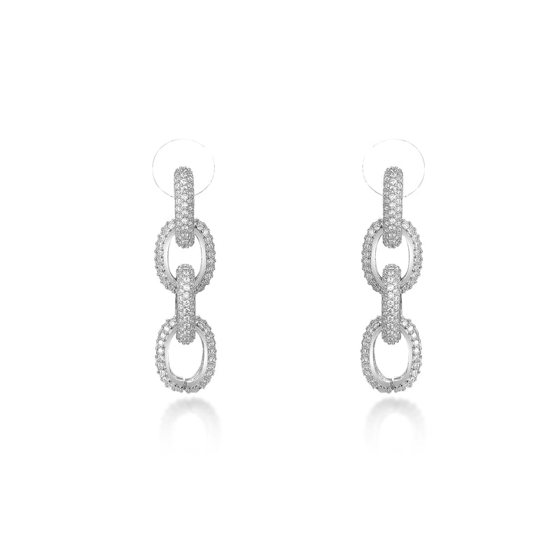 Small Crystal Cable Link Earrings