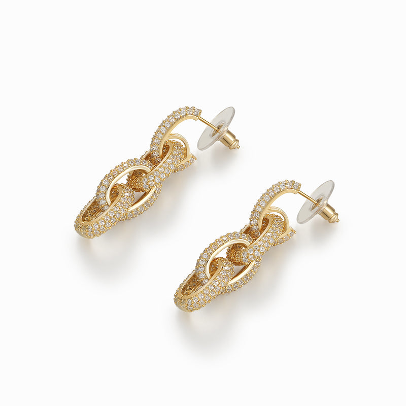 Small Crystal Cable Link Earrings