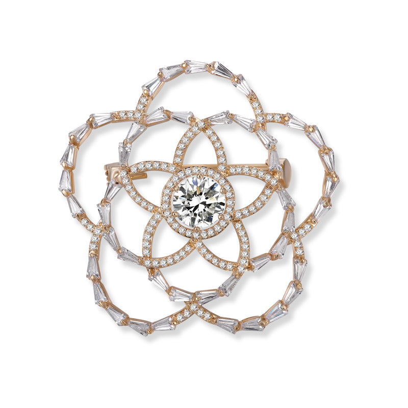 Crystal Lined Flower Brooch