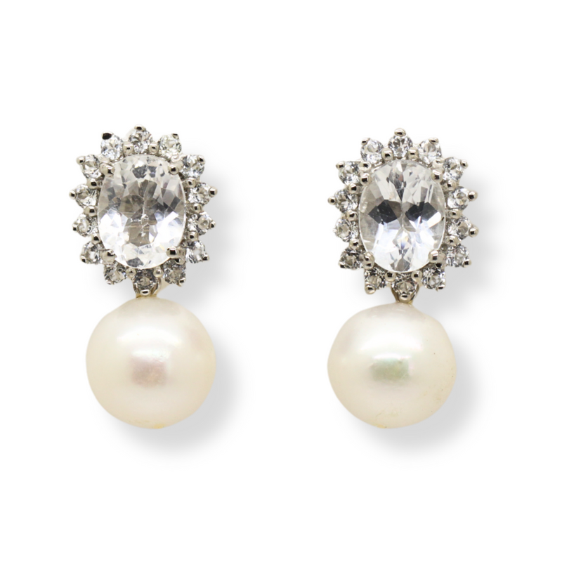 Topaz and Freshwater Pearl Earrings