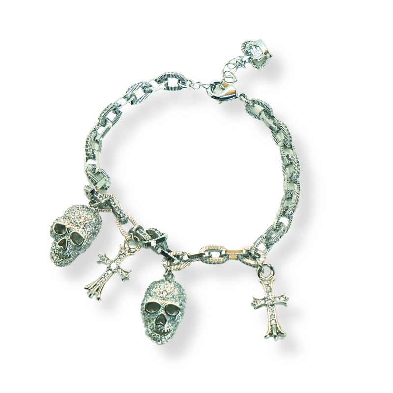 Skulls and Crosses Charm Bracelet