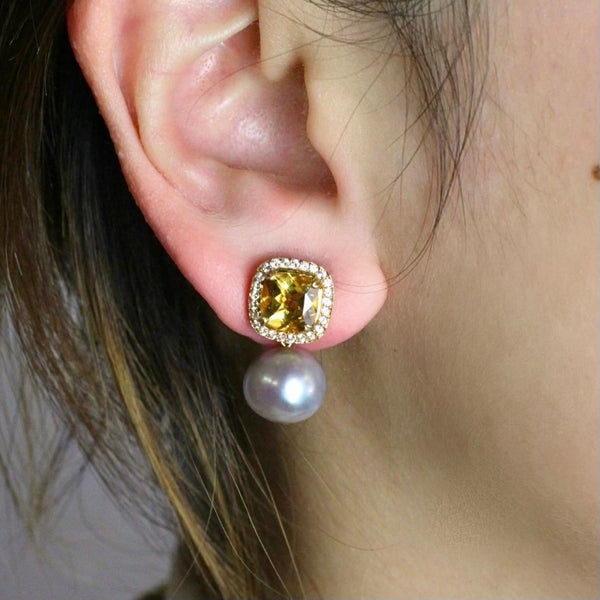 Citrine and Freshwater Pearl Earrings