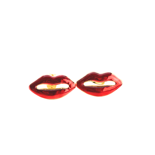 Enamel Lip Stud Earrings