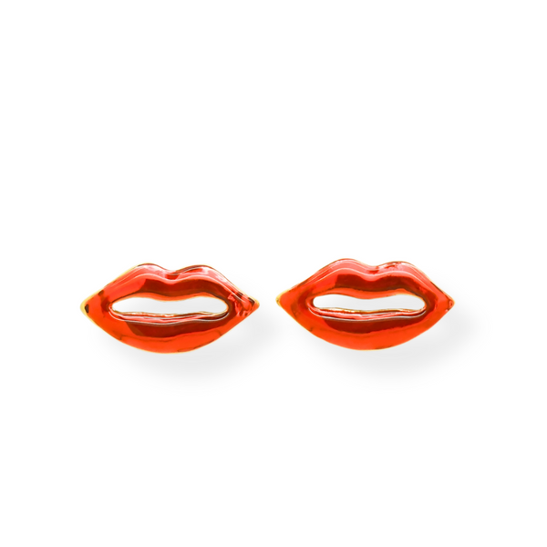 Small Enamel Lip Stud Earrings