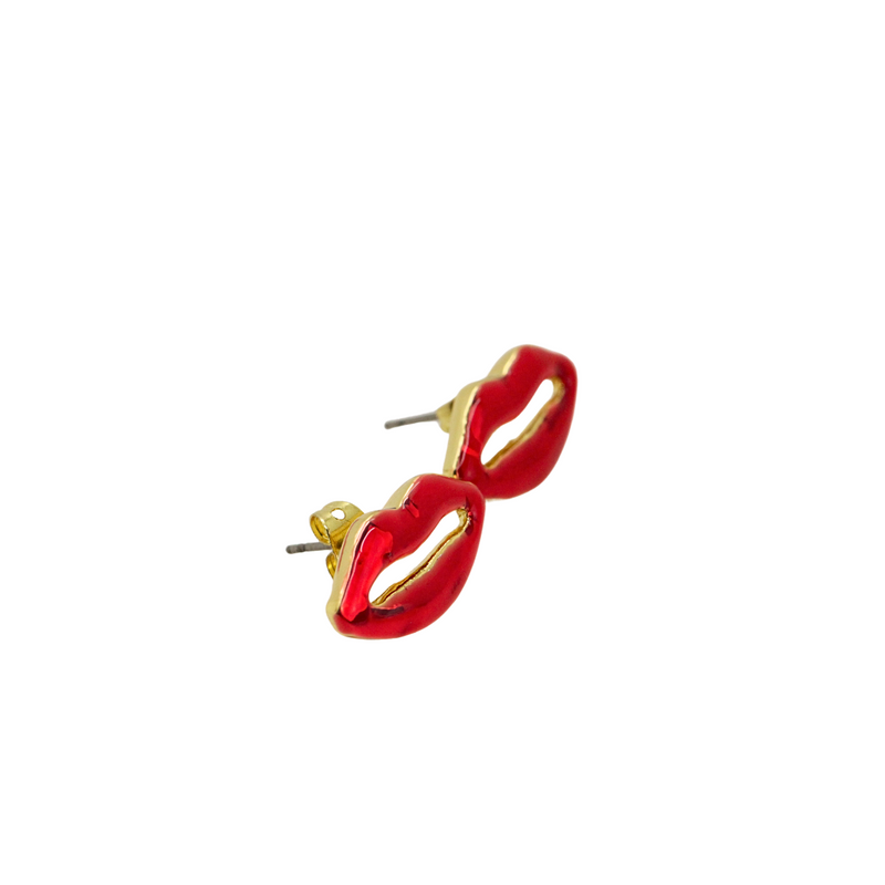 Enamel Lip Stud Earrings