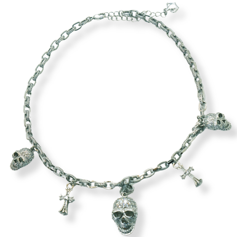 Skulls and Crosses Charm Necklace