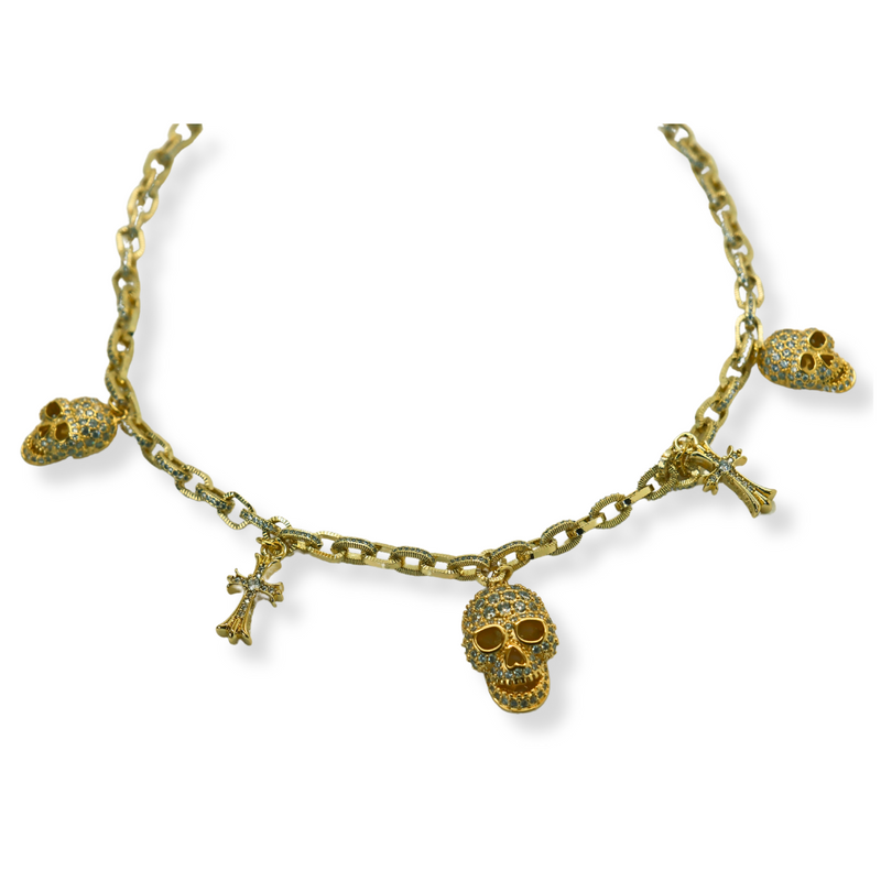 Skulls and Crosses Charm Necklace