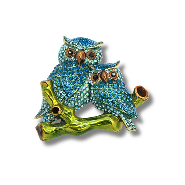 Forest Owls Brooch