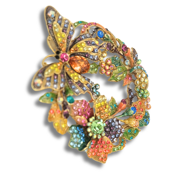 Floral Butterfly Wreath Brooch