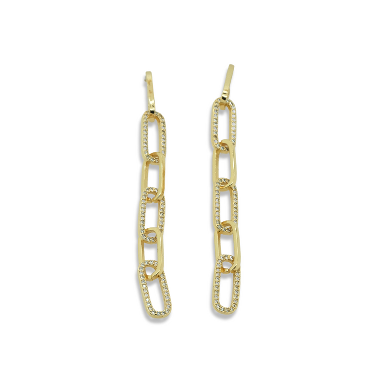 Long Crystal Link Earrings