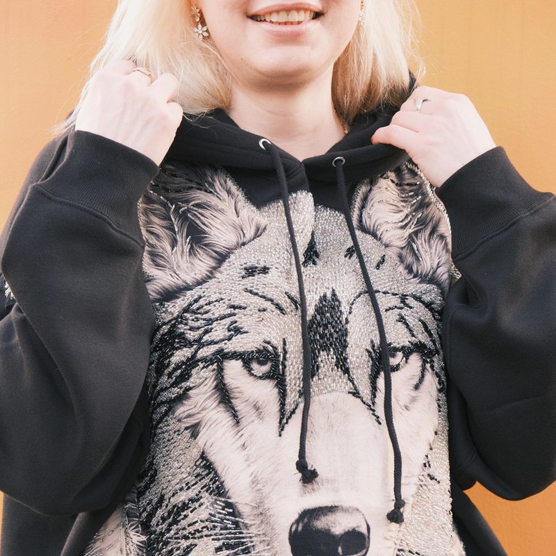 Embellished Wolf Hoody