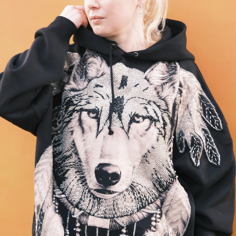 Embellished Wolf Hoody