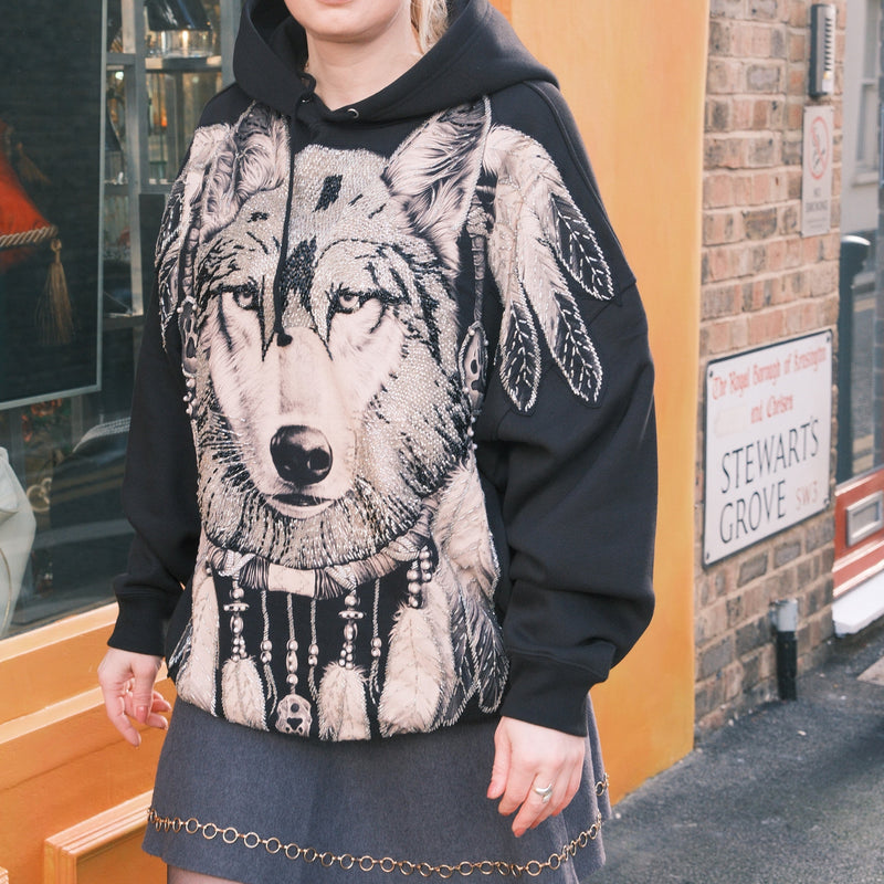 Embellished Wolf Hoody